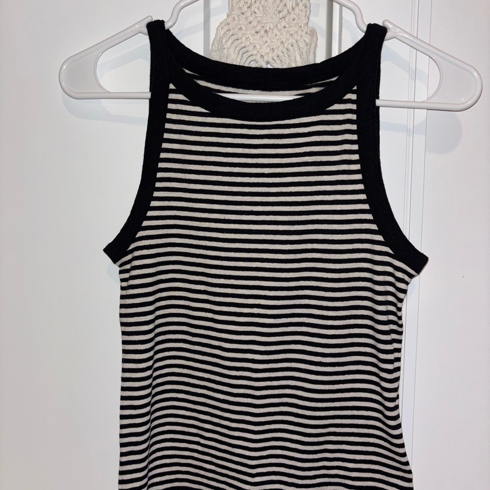 J. Crew Black and White Striped Tank Top